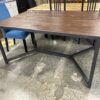 Modern Industrial Dining Set with Teal Chairs