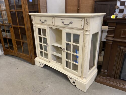 White Farmhouse Buffet with Curio Cabinets