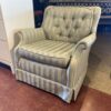 Seafoam Skirted Silk Striped Stationary Armchair