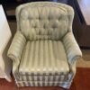 Seafoam Skirted Silk Striped Stationary Armchair