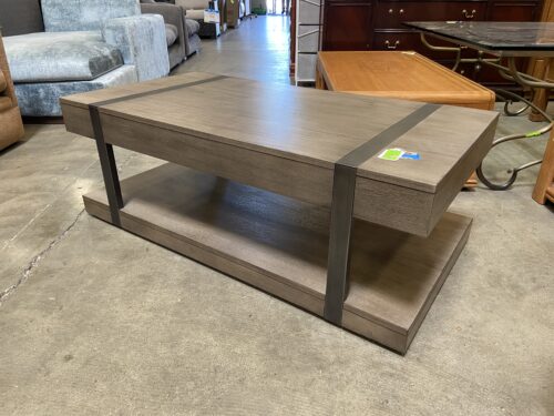 LA-Z-BOY Greige Two Tier Rectangular Coffee Table with Wheels