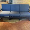 Black Outdoor Bench w/ Blue Cushions