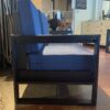 Black Outdoor Bench w/ Blue Cushions