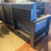 Black Outdoor Bench w/ Blue Cushions