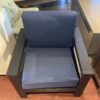 Black Outdoor Chair w/ Blue Cushions