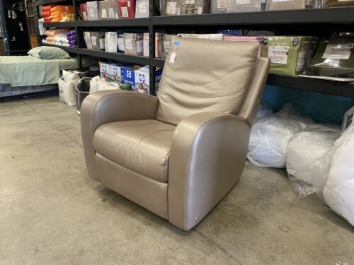 NATUZZI Sleek and Shiny Grey Leather Rocking Chair