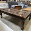 Dark Wood XL Coffee Table with Ribbed Frame