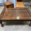 Dark Wood XL Coffee Table with Ribbed Frame