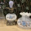 Vintage Blue & Pink Floral 3-Way Hurricane Lamp