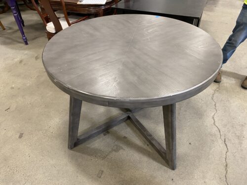 Smooth Grey Circular Dining Table with X Legs