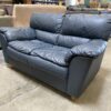 Blue Leather Plush Cushioned Loveseat