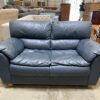 Blue Leather Plush Cushioned Loveseat