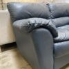 Blue Leather Plush Cushioned Loveseat