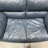Blue Leather Plush Cushioned Loveseat