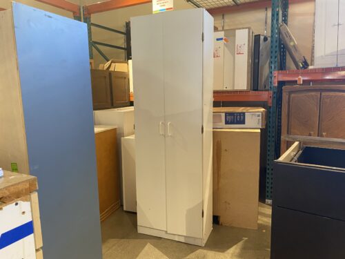 Slim White Utility Cabinet w/ Adjustable Shelves