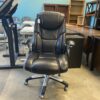 Plush Black Leather Rolling Office Chair