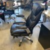 Plush Black Leather Rolling Office Chair