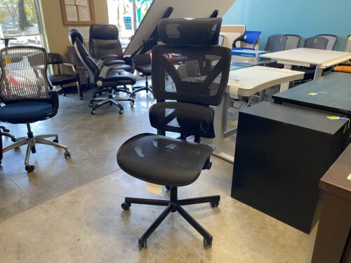 Black Mesh Lumbar and Neck Supporting Office Chair