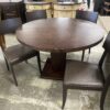 Round Dining Set w/ Four Leather Seat Chairs