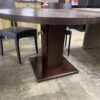 Round Dining Set w/ Four Leather Seat Chairs
