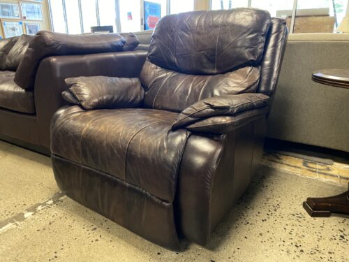 Dark Brown Manual Leather Reclining Chair