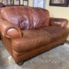 Burnt Sienna Leather Loveseat