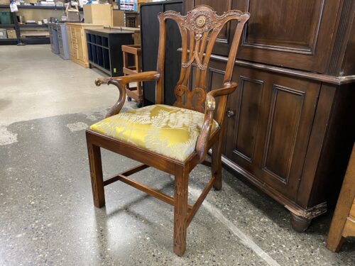 Ornate Yellow Leaf Wooden Dining Chair