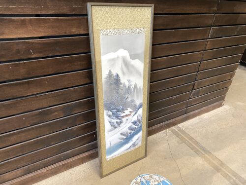 Japanese Winter Landscape Framed Scroll Painting