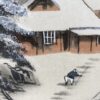 Japanese Winter Landscape Framed Scroll Painting