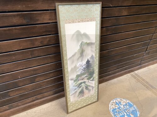 Japanese Spring Landscape Framed Scroll Painting