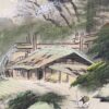 Japanese Spring Landscape Framed Scroll Painting