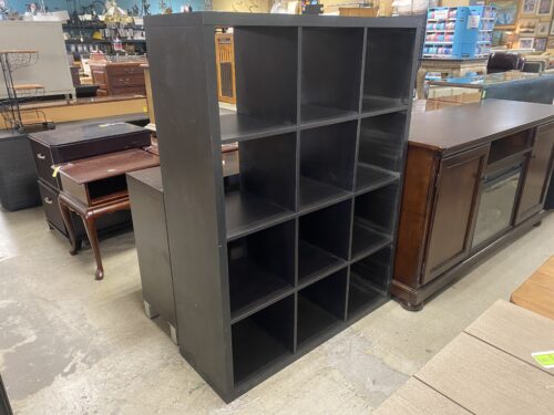 Black Wood Grain 12 Cube Shelf