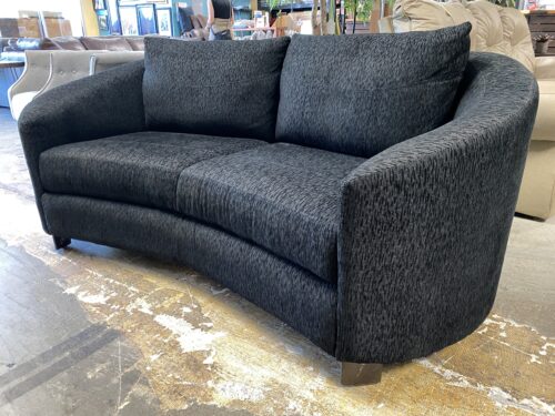 Black Textured Curved Loveseat