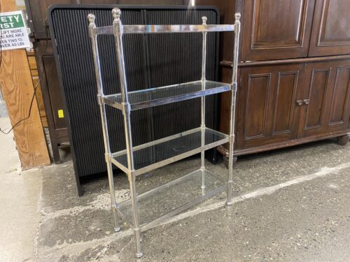 POTTERY BARN Glass Chrome 4 Tier Shelving Unit