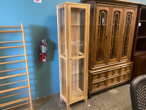Pine Curio Cabinet w/ Glass Shelves