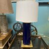 KATE SPADE RoyaL Blue Column Lamp w/ Gold Accents