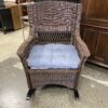 Dark Wicker Rocking Chair w/ Grey Cushion