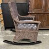 Dark Wicker Rocking Chair w/ Grey Cushion
