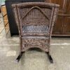 Dark Wicker Rocking Chair w/ Grey Cushion