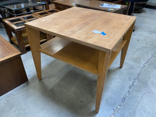 CONAT BALL Solid Birch MCM 2-Tier Accent Table