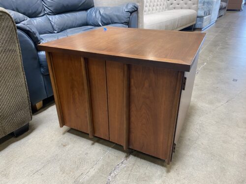 Mid-Century Modern Walnut Finished Single Cubbie Nightstand