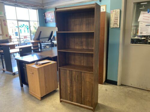 Mid-Century Modern Dark Wood Display Shelf and Cabinet