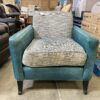 Turquoise Leather Framed Grey Cushioned Arm Chair