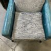 Turquoise Leather Framed Grey Cushioned Arm Chair
