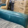 Turquoise Leather Framed Grey Cushioned Arm Chair