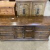 DIXIE Rural English Dark Wood 9 Drawer Dresser