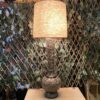 Vintage Black Enamel & Etched Brass Lamp