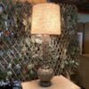 Vintage Black Enamel & Etched Brass Lamp