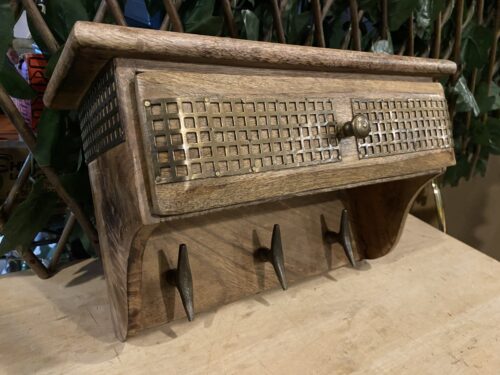 Wee Solid Wood Boho 3-Hook Wall Shelf