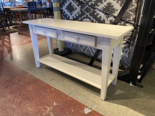 ETHAN ALLEN Eggshell White 2-Drawer Sofa Table